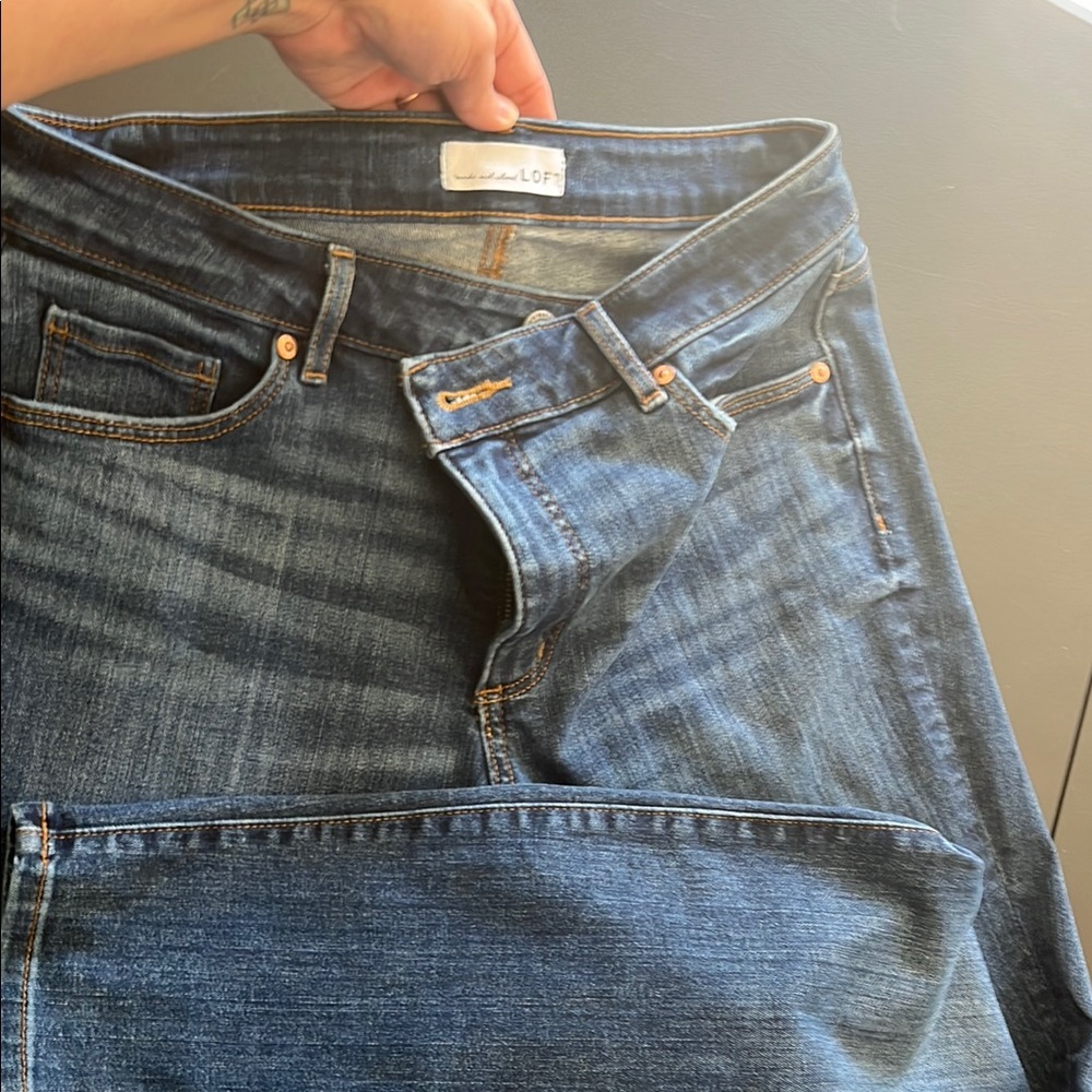 LOFT Blue Denim Jeans Slim Pockets Size 10